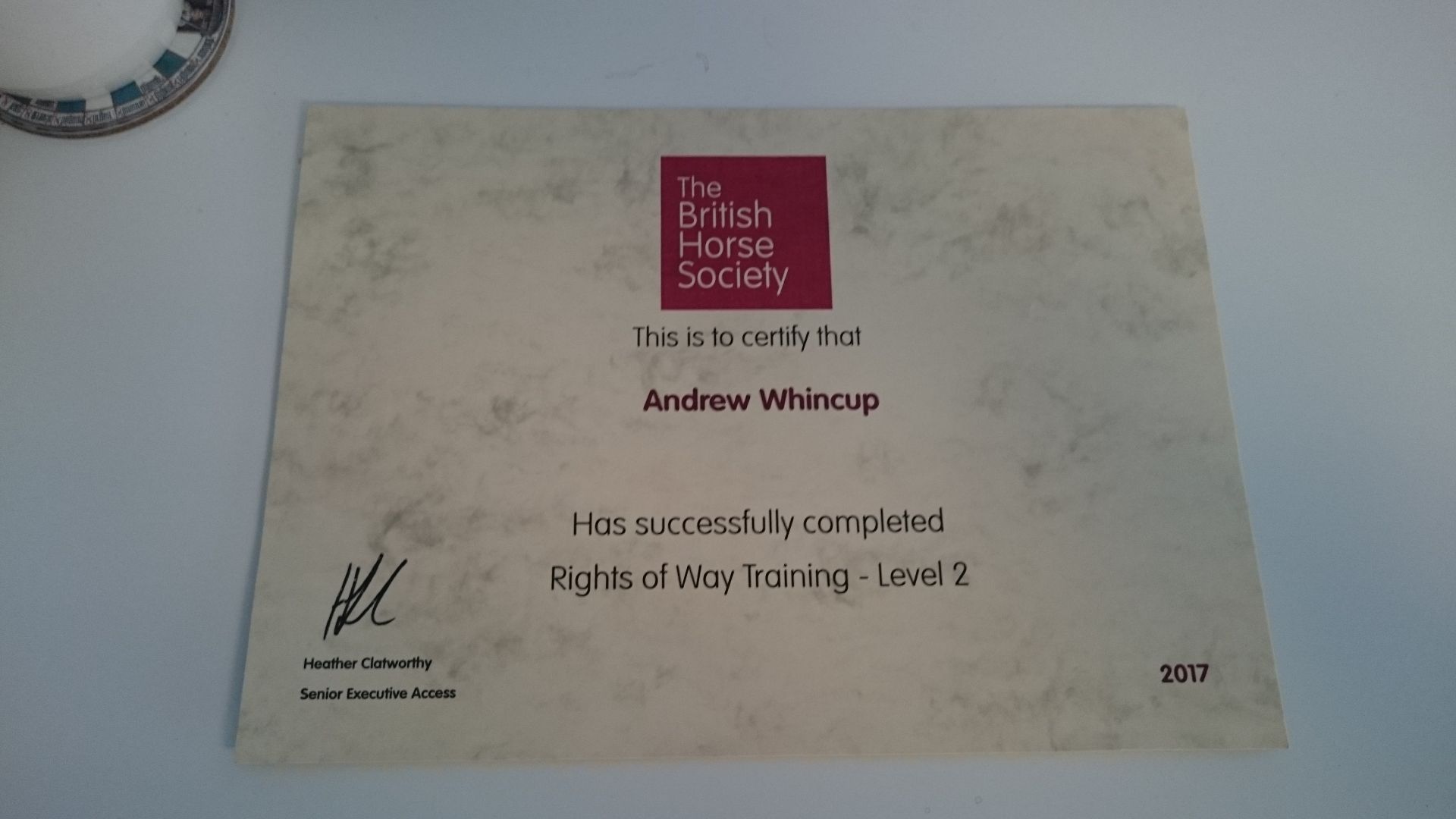 Rights of Way certificate